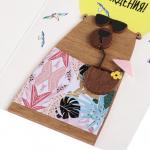 Открытка с деревянным элементом "С Днем Рождения!" ручная работа, кокос, 14,7х10,5 см