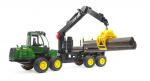 Bruder 02133 "Трактор John Deere 1210E" с прицепом с манипулятором и брёвнами