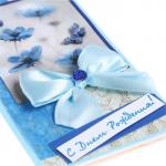 Конверт для денег "С Днём Рождения!" ручная работа, синие цветы, бабочка
