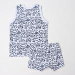 Комплект (майка, боксеры) для мальчика, цвет белый/надписи, рост 98 см