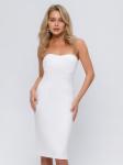 Платье-футляр белое длины миди со съемными объемными рукавами