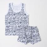 Комплект (майка, боксеры) для мальчика, цвет белый/надписи, рост 104 см