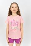 Костюм с шортами для девочки 41107 (футболка+ шорты) С.розовый/лиловый