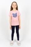 Костюм с лосинами для девочки 41110 (футболка +лосины) С.розовый/т.синий