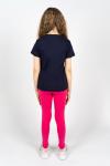 Костюм с лосинами для девочки 41110 (футболка +лосины) Т.синий/розовый