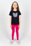 Костюм с лосинами для девочки 41110 (футболка +лосины) Т.синий/розовый