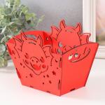 Корзинка-шкатулка "Мордочка дракона" красный 18х12х14,5 см (набор 5 деталей)