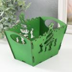 Корзинка-шкатулка "Зайчики" зеленый 18х12х14,5 см (набор 5 деталей)