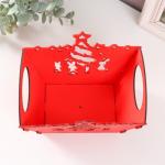 Корзинка-шкатулка "Зайчики" красный 18х12х14,5 см (набор 5 деталей)