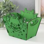 Корзинка-шкатулка "Мордочка дракона" зеленый 18х12х14,5 см (набор 5 деталей)