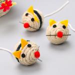 Игрушка - мышка для кошек "ЦЕПКИЕ ЛАПКИ", канатная, микс 3 цвета, 6см (пакет с хедером)