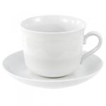 Чашка чайная фарфоровая 450 мл, д10,5 см, h9 см, форма "Ностальгия", белье, с блюдцем (Россия)