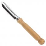 Овощечистка нержавеющая сталь, деревянная лакированная ручка 17,5см (Россия)