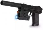 Пистолет пластмассовый SP3866-F лазер, фонарик, глушитель 34см WB в/к