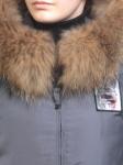 17-23 DK. GRAY Пальто зимнее женское (холлофайбер, натуральный мех лисицы)