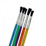 Набор кистей нейлон 5 штук, плоские, с пластиковыми цветными ручками