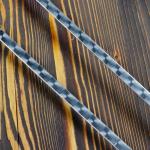 Двойной вилка-шампур с деревянной ручкой, с узором, 60см