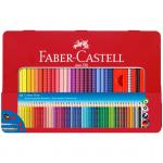 Карандаши цветные Faber-Castell Grip, 48цв., трехгран., заточ.+ч/г кар. Grip+точилка+кисть, метал. коробка, 112448