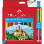Карандаши цветные Faber-Castell Замок, 24цв., шестигр., заточ.+6цв.+точилка, картон, европодвес, 110324