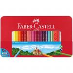 Карандаши цветные Faber-Castell Замок, 60цв., шестигр., заточ.+2ч/г кар. Grip+ластик+точилка, метал. коробка, 115894