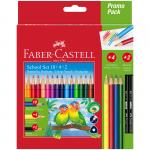 Карандаши цветные Faber-Castell, 18цв., трехгран., заточ.+ 4цв. + 2ч/г кар., картон, европодвес, 201597