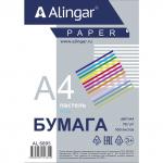 Бумага цветная для офиса А4, 100л., Пастель "Mix", Alingar, 70г/м2, пленка т/у