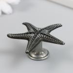Ручка для шкатулки металл "Морская звезда" состаренное серебро 5,3х5,3х2,3 см