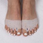 Корректоры-разделители для пальцев ног, на манжете, 4 разделителя, силиконовые, 8 * 6,5 см, пара, цвет белый