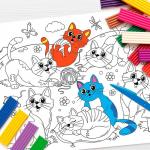 Коврик-раскраска многоразовый "Котики"