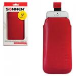 Чехол для телефона SONNEN, кожзаменитель, XL, 145x78x10 мм, универсальный, красный, 261958