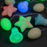 Гирлянда "Нить" 4 м с насадками "Новый год", IP20, прозрачная нить, 20 LED, свечение мульти, 8 режимов, 220 В