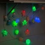 Гирлянда "Нить" 4 м с насадками "Новый год", IP20, прозрачная нить, 20 LED, свечение мульти, 8 режимов, 220 В