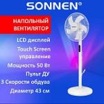 Вентилятор напольный LCD дисплей, пульт ДУ SONNEN FS40-A999, 50 Вт, 3 режима, белый, 455735