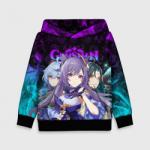 Детская толстовка 3D GENSHIN IMPACT ГЕРОИНИ В НЕОНОВОМ ОГНЕ / NEON FIRE