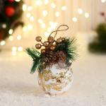 Шар пластик декор "Блеск рождества" поталь, 8х12 см, бело-золотой