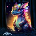 Картина по номерам с кристаллами из хрусталя, 40 * 50 см «Неоновый дракон» 28 цветов