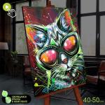 Картина по номерам со светящейся краской, 40 * 50 см «Стильный кот» 23 цвета
