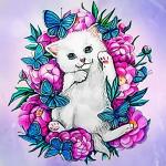 Алмазная мозаика «Котёнок в цветах»20 * 20см