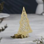 Подсвечник "Ёлка со звездами" металл на одну свечу, 6,6х10х13 см, золотой