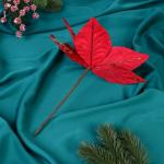 Декор "Зимний цветок" напыление блеск, 24х20 см, красный