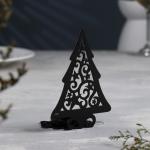 Подсвечник "Ёлка со звездами" металл на одну свечу, 6,6х10х13 см, черный