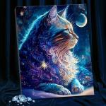 Картина по номерам с кристаллами из хрусталя, 40 * 50 см» Космический кот» 22 цвета