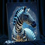 Картина по номерам с кристаллами из хрусталя, 40 * 50 см «Мифическая зебра» 19 цветов