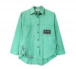 Блузка, рубашка для девочек, дымчато-зеленый хаки, 146 см, (TK Турция)