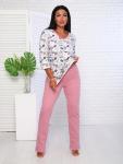 Пижама с брюками футер с начёсом, розовый (949-1)