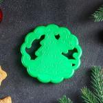 Форма для печенья «Ёлочка», вырубка, штамп, d=9 см, цвет зелёный