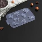 Форма для шоколада и конфет пластиковая «Драконы», размер ячейки 5*4 см, цвет прозрачный