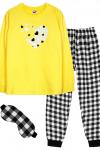 Пижама с брюками для девочки 91228 Желтый/черная клетка