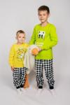 Пижама с брюками для мальчика 92208 Салатовый/черная клетка