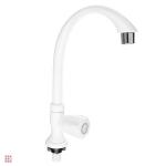 Кран для холодной воды, однорычажный, пластик, гайка, белый